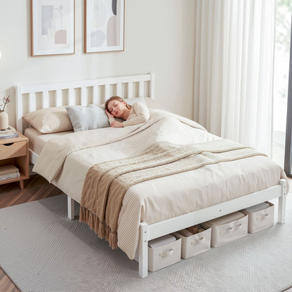 Artiss Bed Frame Queen Size Wooden White SOFIE