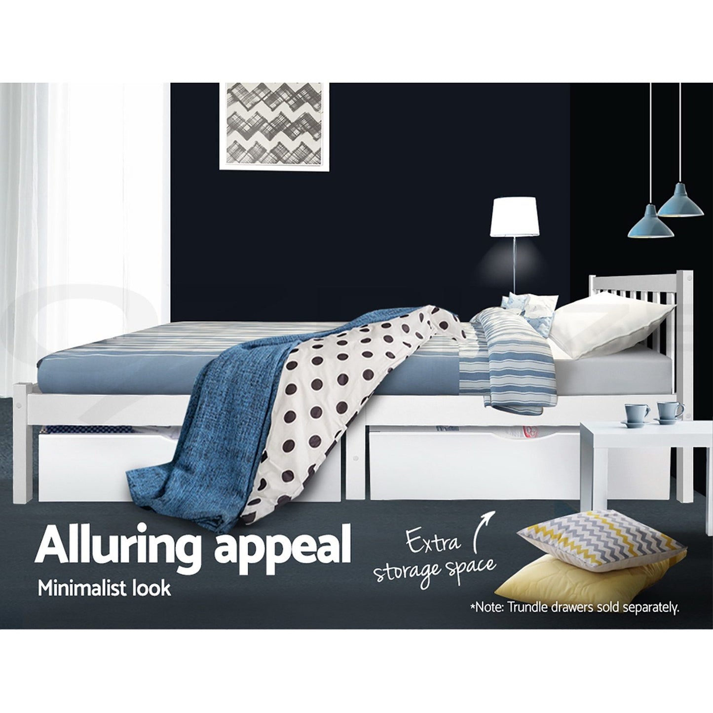 Artiss Bed Frame Queen Size Wooden White SOFIE