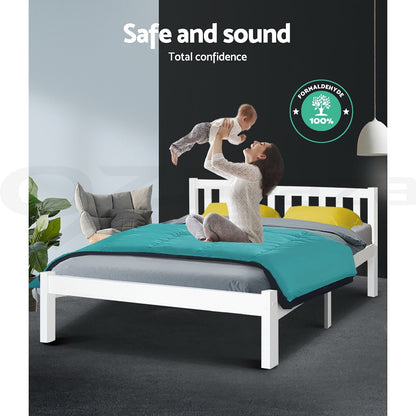 Artiss Bed Frame Queen Size Wooden White SOFIE
