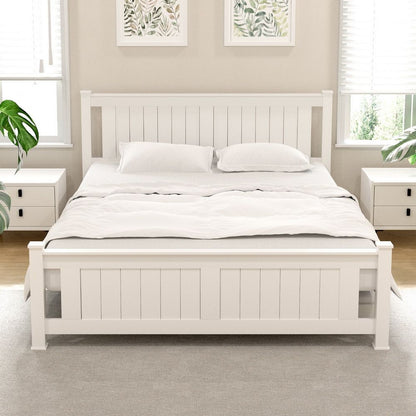 Artiss Bed Frame Queen Size Wooden Platform with 2 Storage Drawers White RIO