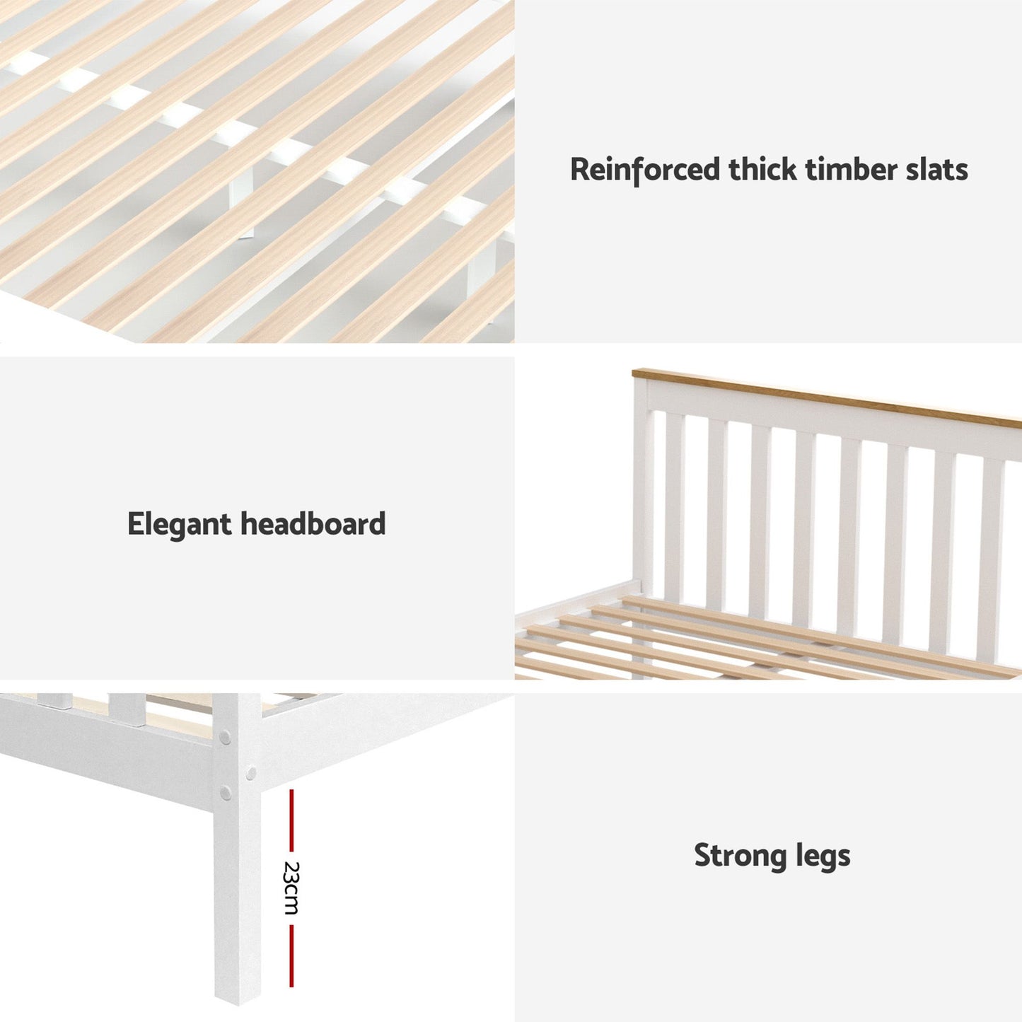 Artiss Bed Frame Single Size Wooden Platform with 2 Storage Drawers White PONY