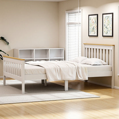 Artiss Bed Frame Single Size Wooden Platform with 2 Storage Drawers White PONY