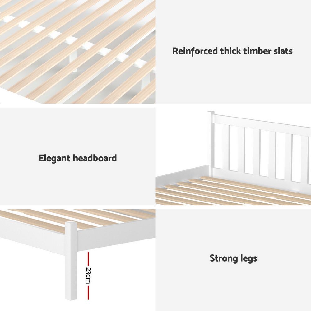 Artiss Bed Frame Single Size Wooden Platform with 2 Storage Drawers White SOFIE