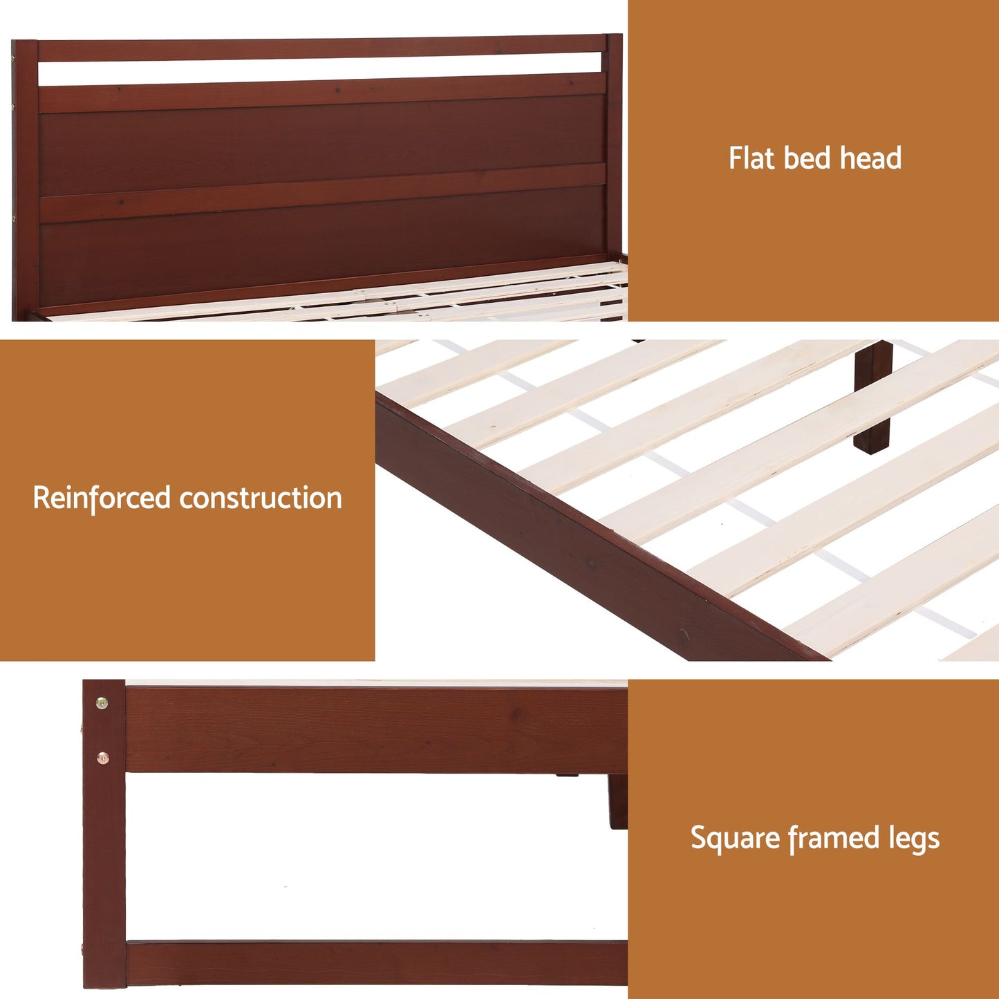 Artiss Bed Frame Double Size Wooden Walnut WITTON